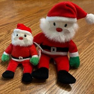 TY Jingle Beanies and Beanie Babies Santa lot of 2 Christmas Rattle Plush
